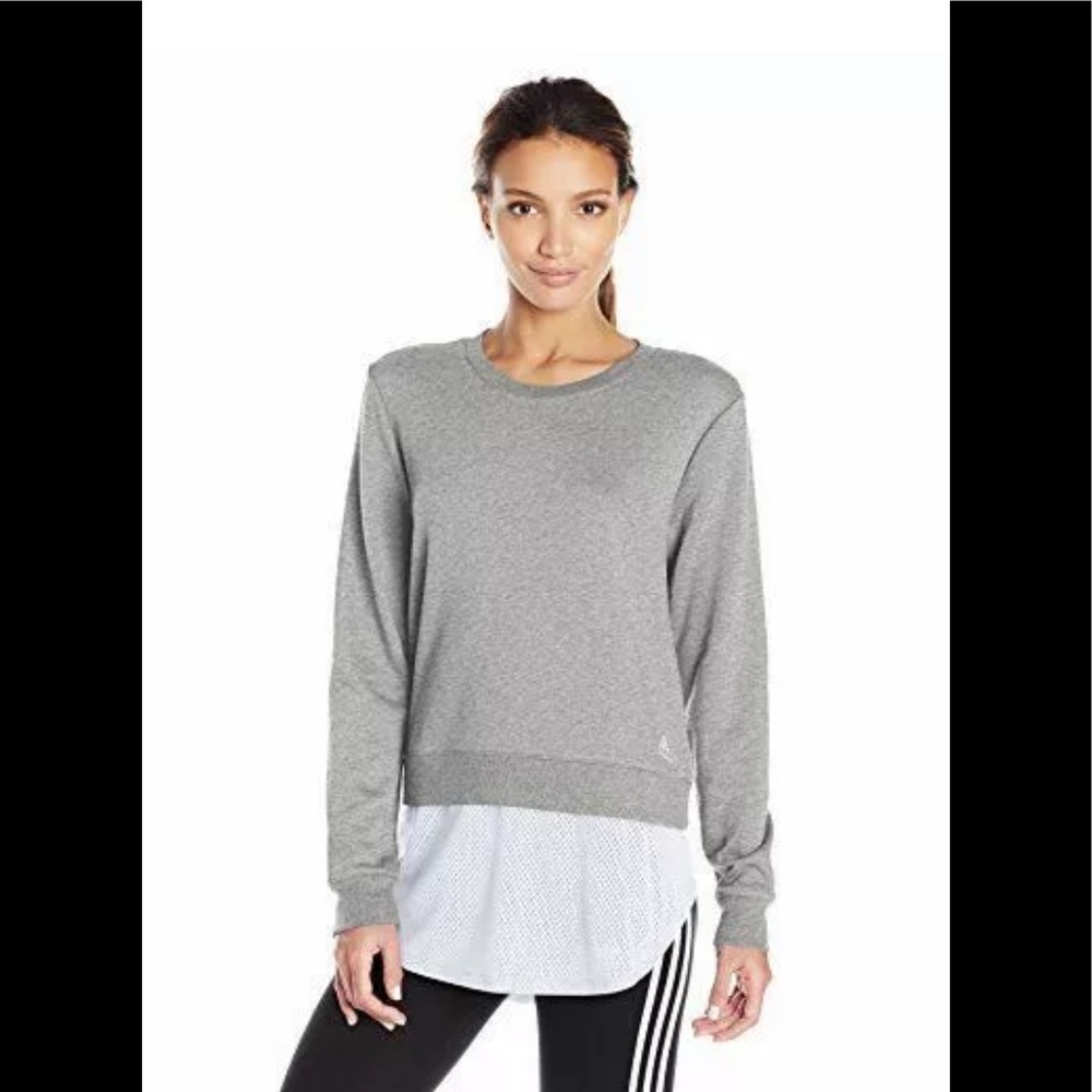 adidas Gray Sweatshirt with White Layered Hem